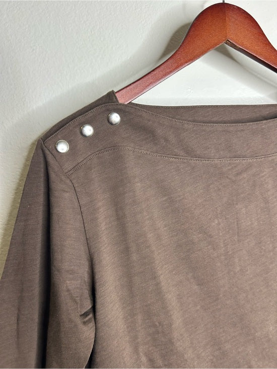 Nation LA 100% Cotton Rochelle Boat-Neck Sweater in Espresso Brown
