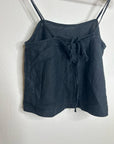 Unsubscribed 100% Linen Black Boxy Loose Fit Camisole Adjustable Tie Back Top