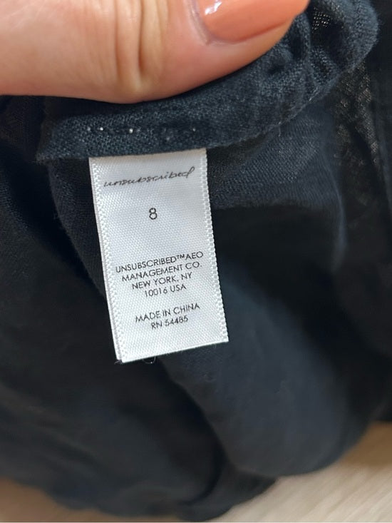 Unsubscribed 100% Linen Black Boxy Loose Fit Camisole Adjustable Tie Back Top