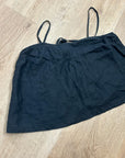 Unsubscribed 100% Linen Black Boxy Loose Fit Camisole Adjustable Tie Back Top