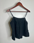 Unsubscribed 100% Linen Black Boxy Loose Fit Camisole Adjustable Tie Back Top