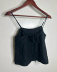Unsubscribed 100% Linen Black Boxy Loose Fit Camisole Adjustable Tie Back Top