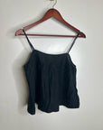 Unsubscribed 100% Linen Black Boxy Loose Fit Camisole Adjustable Tie Back Top