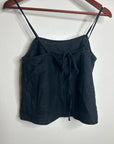 Unsubscribed 100% Linen Black Boxy Loose Fit Camisole Adjustable Tie Back Top