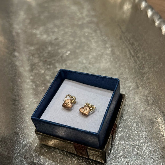 14K Gold 14K Gold Two Tone Heart Stud Earring