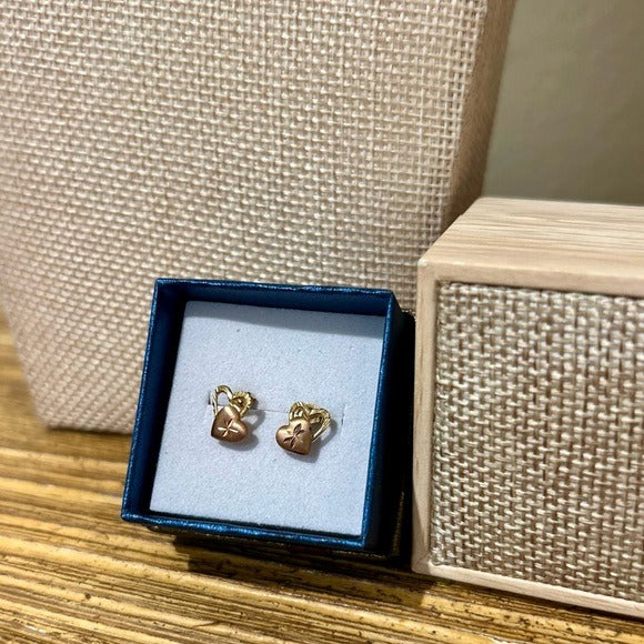 14K Gold 14K Gold Two Tone Heart Stud Earring