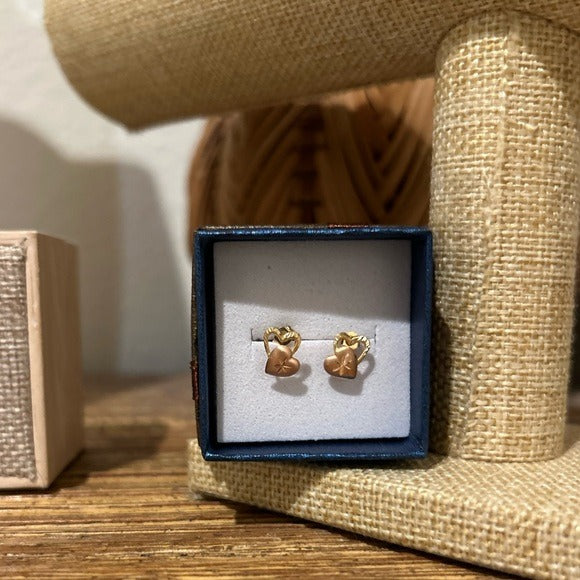 14K Gold 14K Gold Two Tone Heart Stud Earring