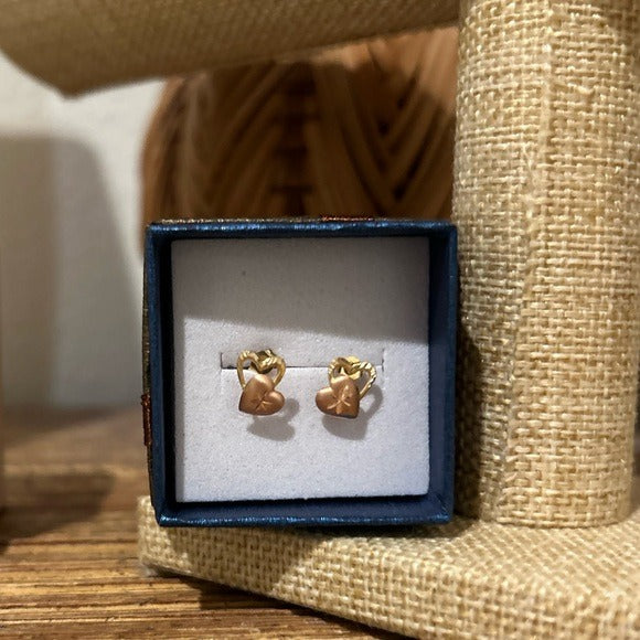 14K Gold 14K Gold Two Tone Heart Stud Earring