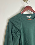 Nation LA 100% Cotton Forest Green Long Sleeve Ruched Shirred Blouse Top