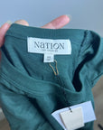 Nation LA 100% Cotton Forest Green Long Sleeve Ruched Shirred Blouse Top