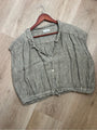 Free People x CP Shades 100% Linen Striped Boxy Fit Sleeveless Button Down Top