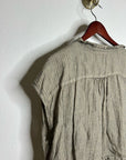 Free People x CP Shades 100% Linen Striped Boxy Fit Sleeveless Button Down Top