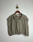 Free People x CP Shades 100% Linen Striped Boxy Fit Sleeveless Button Down Top