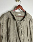 Free People x CP Shades 100% Linen Striped Boxy Fit Sleeveless Button Down Top