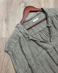 Free People x CP Shades 100% Linen Striped Boxy Fit Sleeveless Button Down Top
