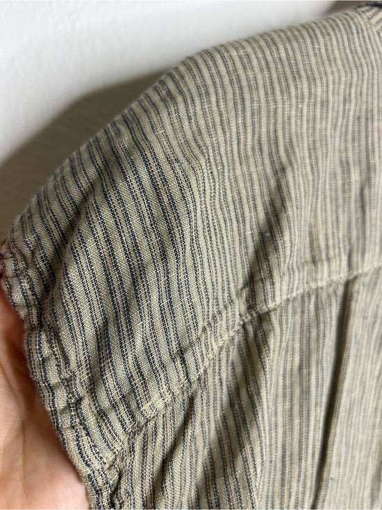 Free People x CP Shades 100% Linen Striped Boxy Fit Sleeveless Button Down Top