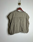 Free People x CP Shades 100% Linen Striped Boxy Fit Sleeveless Button Down Top
