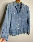 J. Crew Point Sur 100% Cotton Chambray Denim Button Down Long Sleeve Shirt