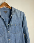 J. Crew Point Sur 100% Cotton Chambray Denim Button Down Long Sleeve Shirt