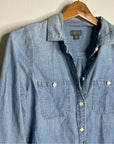 J. Crew Point Sur 100% Cotton Chambray Denim Button Down Long Sleeve Shirt