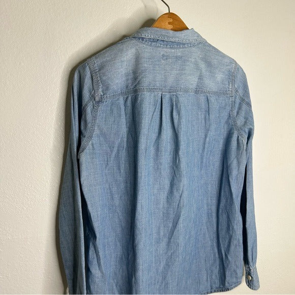 J. Crew Point Sur 100% Cotton Chambray Denim Button Down Long Sleeve Shirt