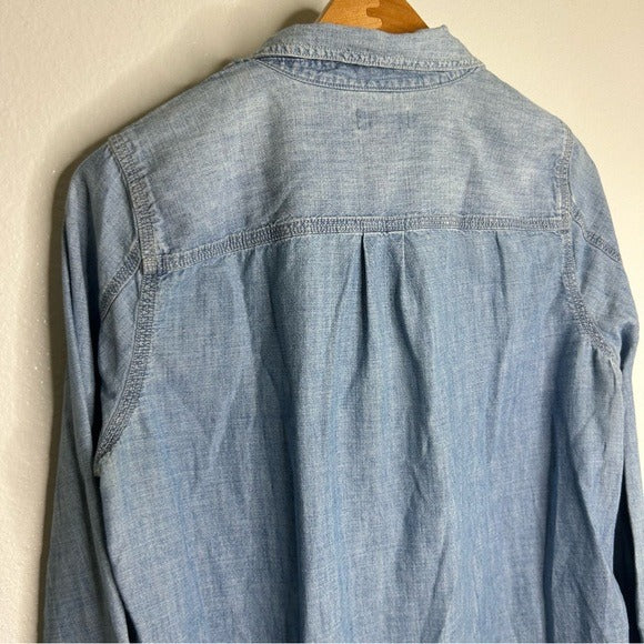 J. Crew Point Sur 100% Cotton Chambray Denim Button Down Long Sleeve Shirt