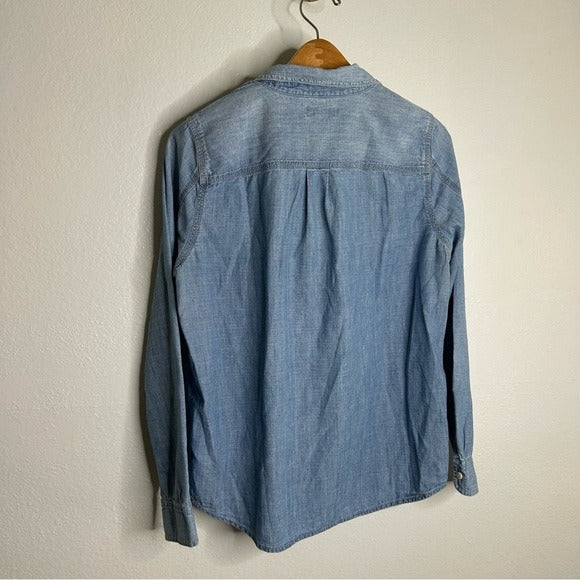 J. Crew Point Sur 100% Cotton Chambray Denim Button Down Long Sleeve Shirt