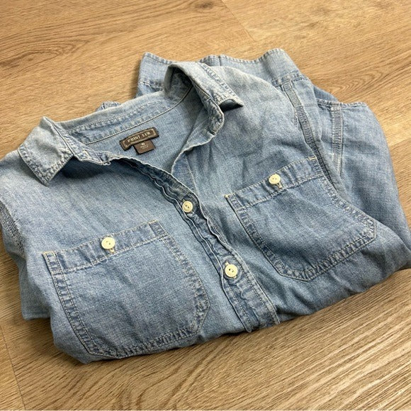 J. Crew J. Crew Point Sur 100% Cotton Chambray Denim Button Down Long Sleeve Shirt - Cotton, Denim