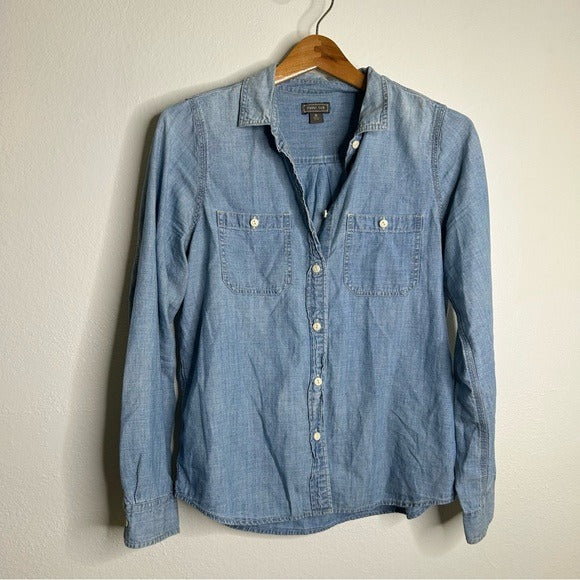 J. Crew Point Sur 100% Cotton Chambray Denim Button Down Long Sleeve Shirt