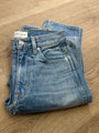 SLVRLAKE 100% Cotton Virginia Slim Straight Leg Distressed Jean Rolling Waters
