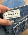 SLVRLAKE 100% Cotton Virginia Slim Straight Leg Distressed Jean Rolling Waters