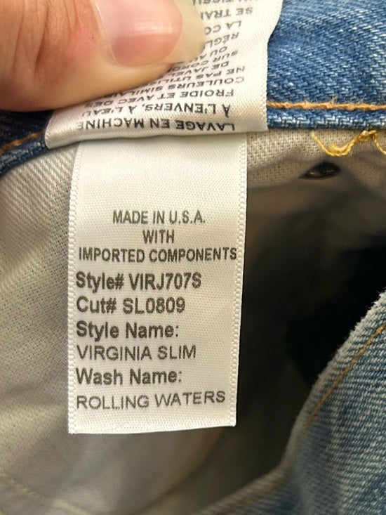 SLVRLAKE 100% Cotton Virginia Slim Straight Leg Distressed Jean Rolling Waters