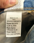SLVRLAKE 100% Cotton Virginia Slim Straight Leg Distressed Jean Rolling Waters