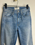 SLVRLAKE 100% Cotton Virginia Slim Straight Leg Distressed Jean Rolling Waters
