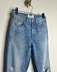 SLVRLAKE 100% Cotton Virginia Slim Straight Leg Distressed Jean Rolling Waters