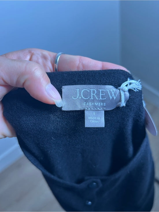 J. Crew 100% Cashmere Featherweight Button Down Cardigan Sweater Black
