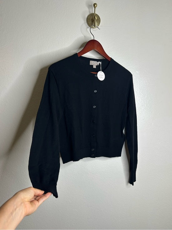 J. Crew 100% Cashmere Featherweight Button Down Cardigan Sweater Black