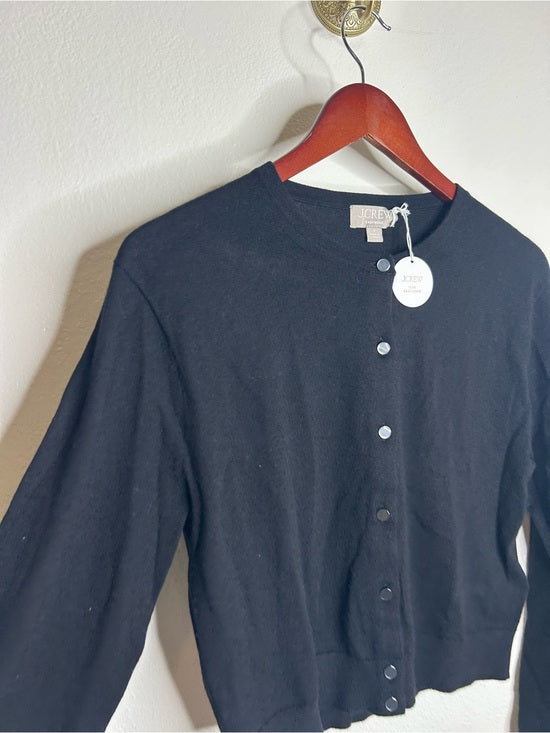 J. Crew 100% Cashmere Featherweight Button Down Cardigan Sweater Black