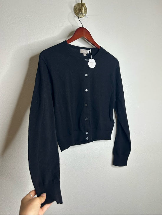 J. Crew 100% Cashmere Featherweight Button Down Cardigan Sweater Black