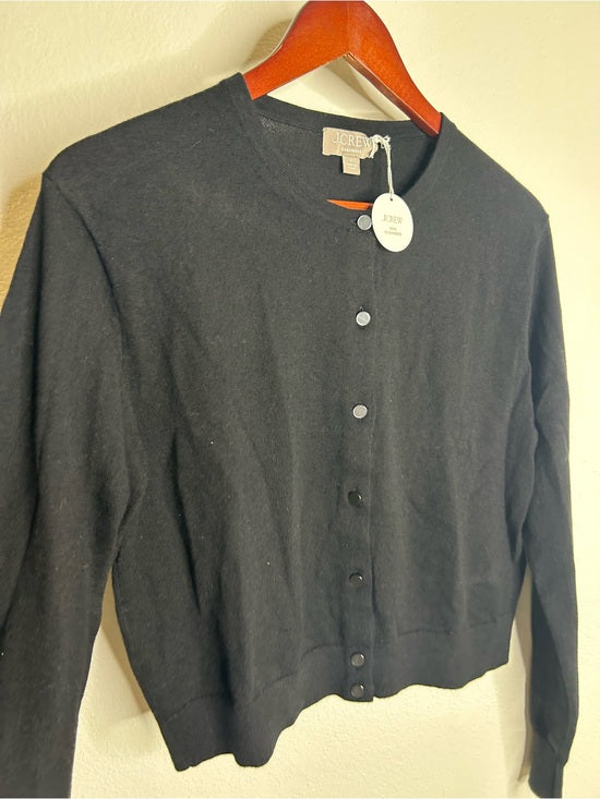 J. Crew 100% Cashmere Featherweight Button Down Cardigan Sweater Black