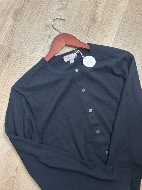 J. Crew 100% Cashmere Featherweight Button Down Cardigan Sweater Black