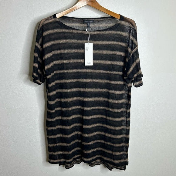 Eileen Fisher Eileen Fisher 100% Organic Linen Striped Short Sleeve T - Shirt M - Linen