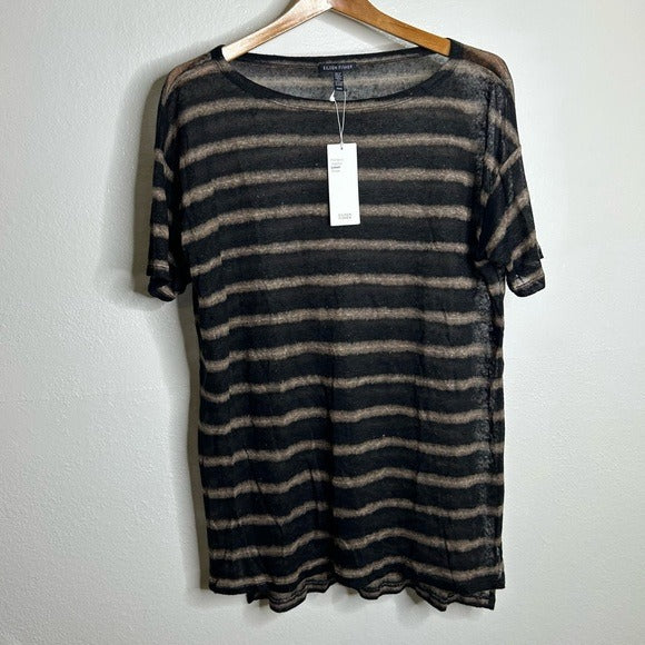 Eileen Fisher Eileen Fisher 100% Organic Linen Striped Short Sleeve T - Shirt M - Linen