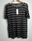 Eileen Fisher 100% Organic Linen Striped Short Sleeve T - Shirt M