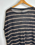 Eileen Fisher 100% Organic Linen Striped Short Sleeve T - Shirt M