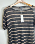 Eileen Fisher 100% Organic Linen Striped Short Sleeve T - Shirt M