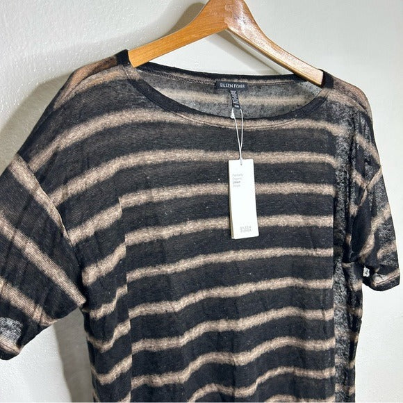 Eileen Fisher Eileen Fisher 100% Organic Linen Striped Short Sleeve T - Shirt M - Linen