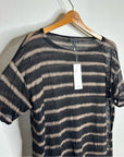 Eileen Fisher 100% Organic Linen Striped Short Sleeve T - Shirt M