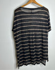 Eileen Fisher 100% Organic Linen Striped Short Sleeve T - Shirt M