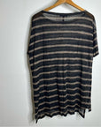 Eileen Fisher 100% Organic Linen Striped Short Sleeve T - Shirt M